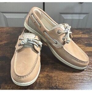 Sperry Top-Sider Tan Leather Boat Shoes 4 Eye Lace-Up Round Toe Women’s 7.5M